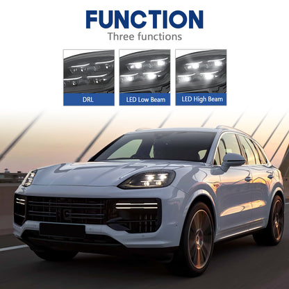 HCMOTIONZ Full LED Headlights for Porsche Cayenne 2024-2025 Upgraded High Configuration