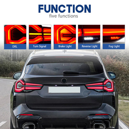 HCMOTION LED Tail Lights for For BMW X3 2018-2021 G01 G08 F97 DRL Start UP Animation Car Rear Back Lamps Assembly 2022 look