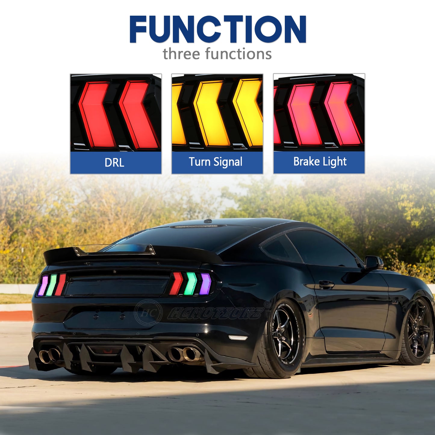 HCMOTION LED Tail Lights for Ford Mustang 2015-2023 DRL Animation 6 Kinds Mode Of Turn Signal Rear Lamp Plug And Play