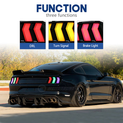 HCMOTION LED Tail Lights for Ford Mustang 2015-2023 DRL Animation 6 Kinds Mode Of Turn Signal Rear Lamp Plug And Play