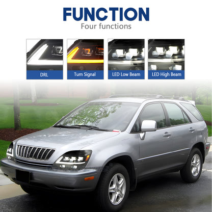 HCMOTION LED Headlights for Lexus RX330 RX350 RX400h 1998-2003 DRL Start UP Animation High Quality Continuous Front lights