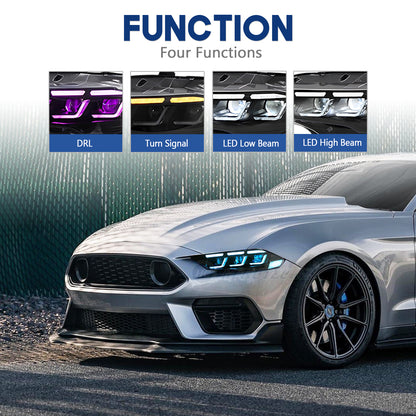 HCMOTIONZ LED RGB Headlights for Ford Mustang 2018-2023