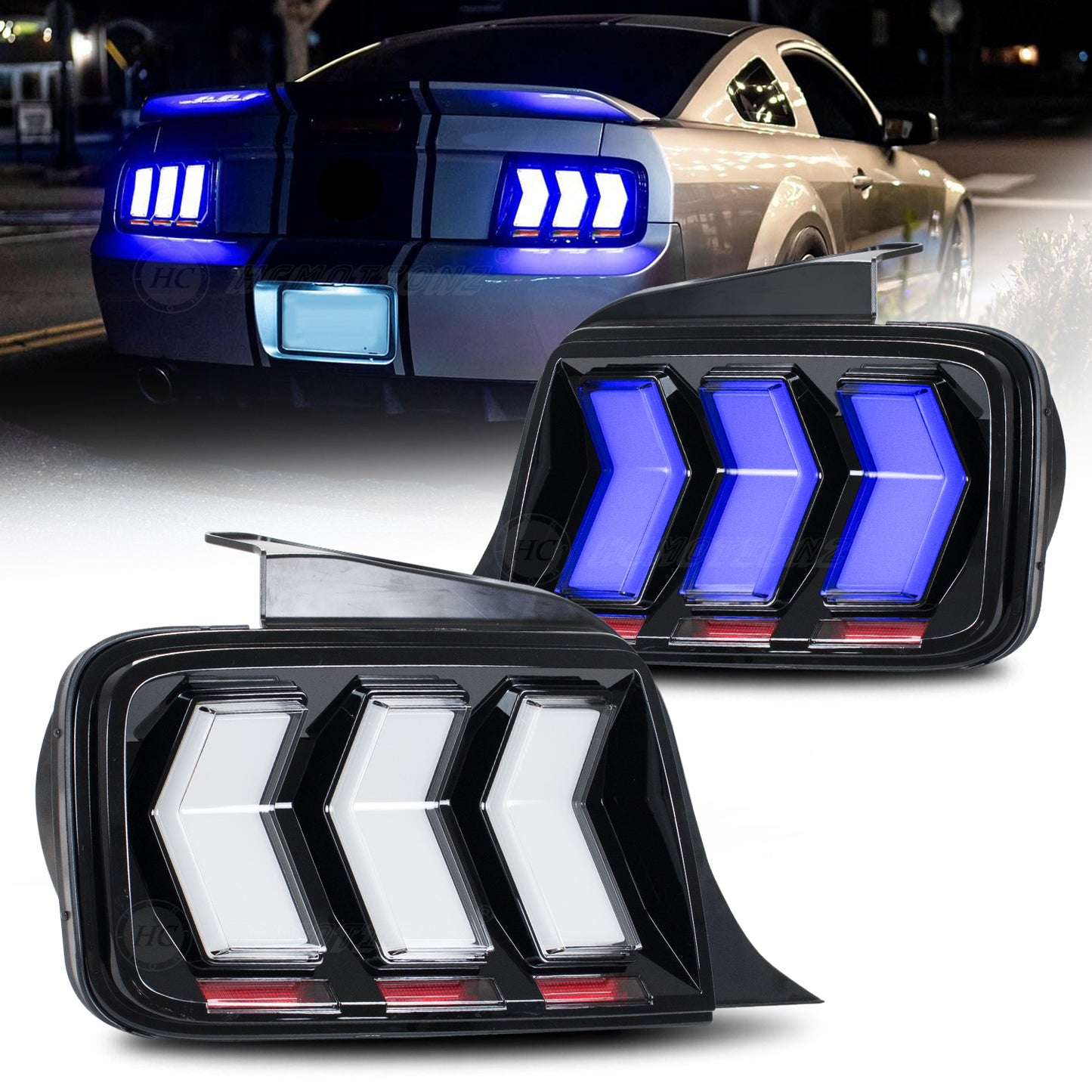 HCMOTIONZ LED RGB Tail lights For Ford Mustang 2005-2009 High Quality Start UP Animation