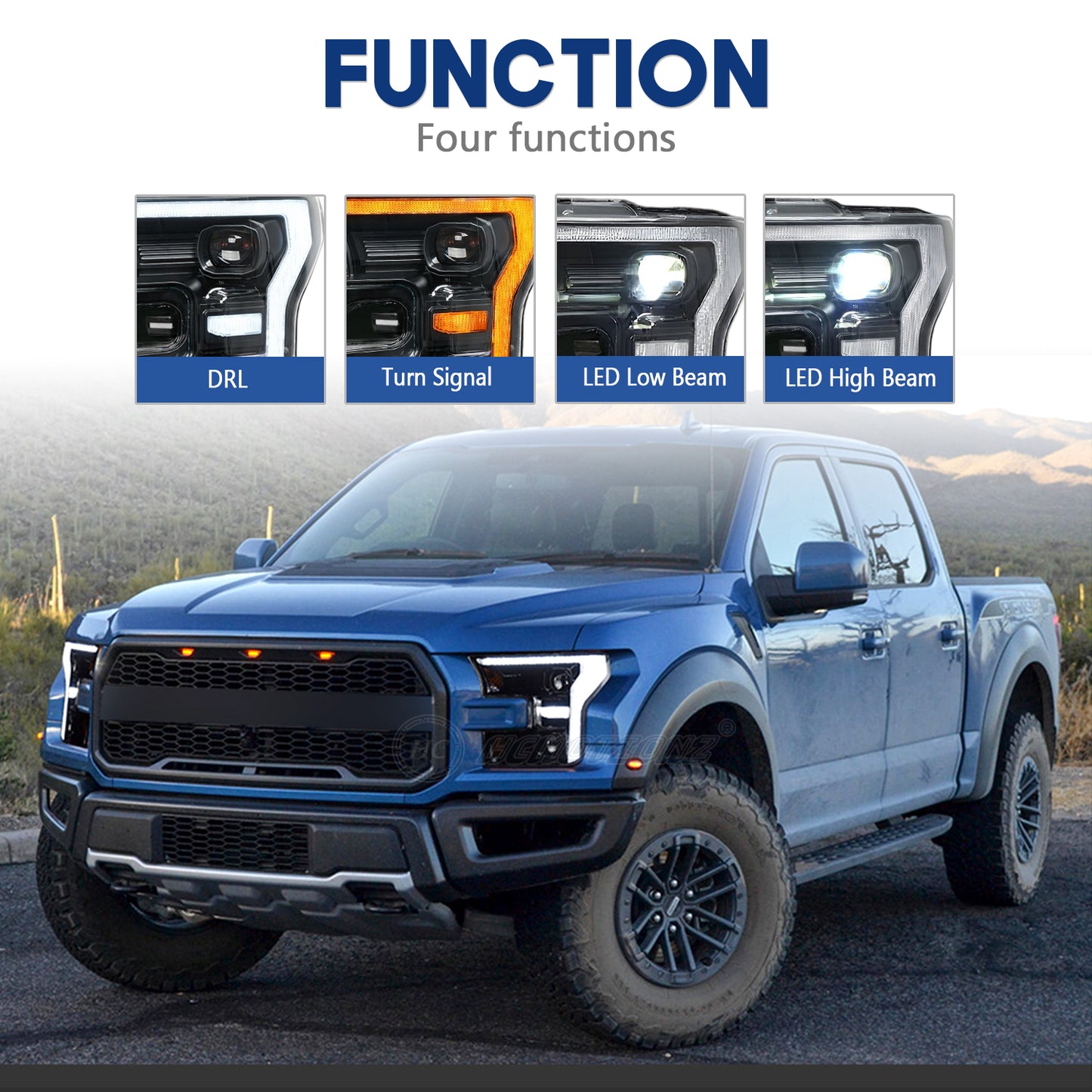HCMOTIONZ Front Lamps for Ford F150 2017-2020 XL/XLT/LARIAT/KING RANCH/PLATINUM/LIMITED RAPTOR PICKUP LED Head Lights Assembly
