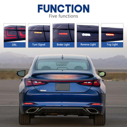HCMOTIONZ Tail Lights for Lexus ES ES350/300h/200/260 2019-2023 with Middle Lamp Upgrade 2024 Design