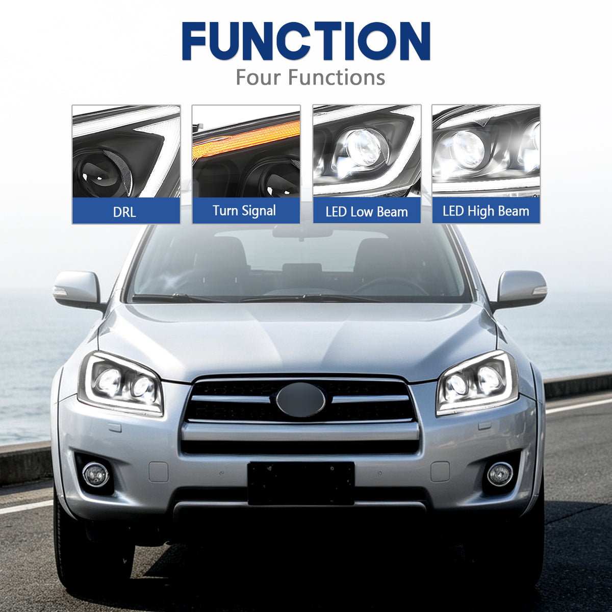 HCMOTION LED Headlights for Toyota RAV4 3rd Gen 2009-2012 Facelift Start-up Animation