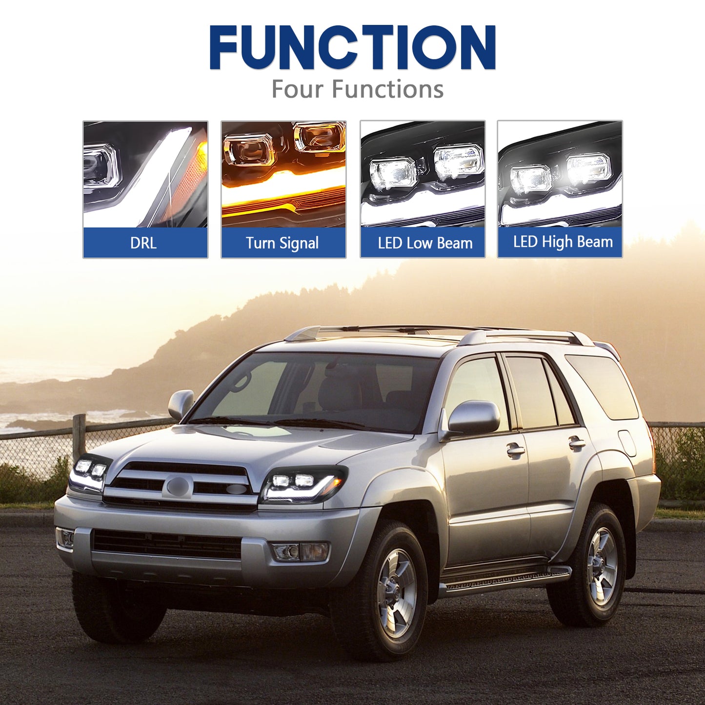 HCMOTIONZ LED Head Lights for Toyota 4Runner 2003-2009 4th Gen