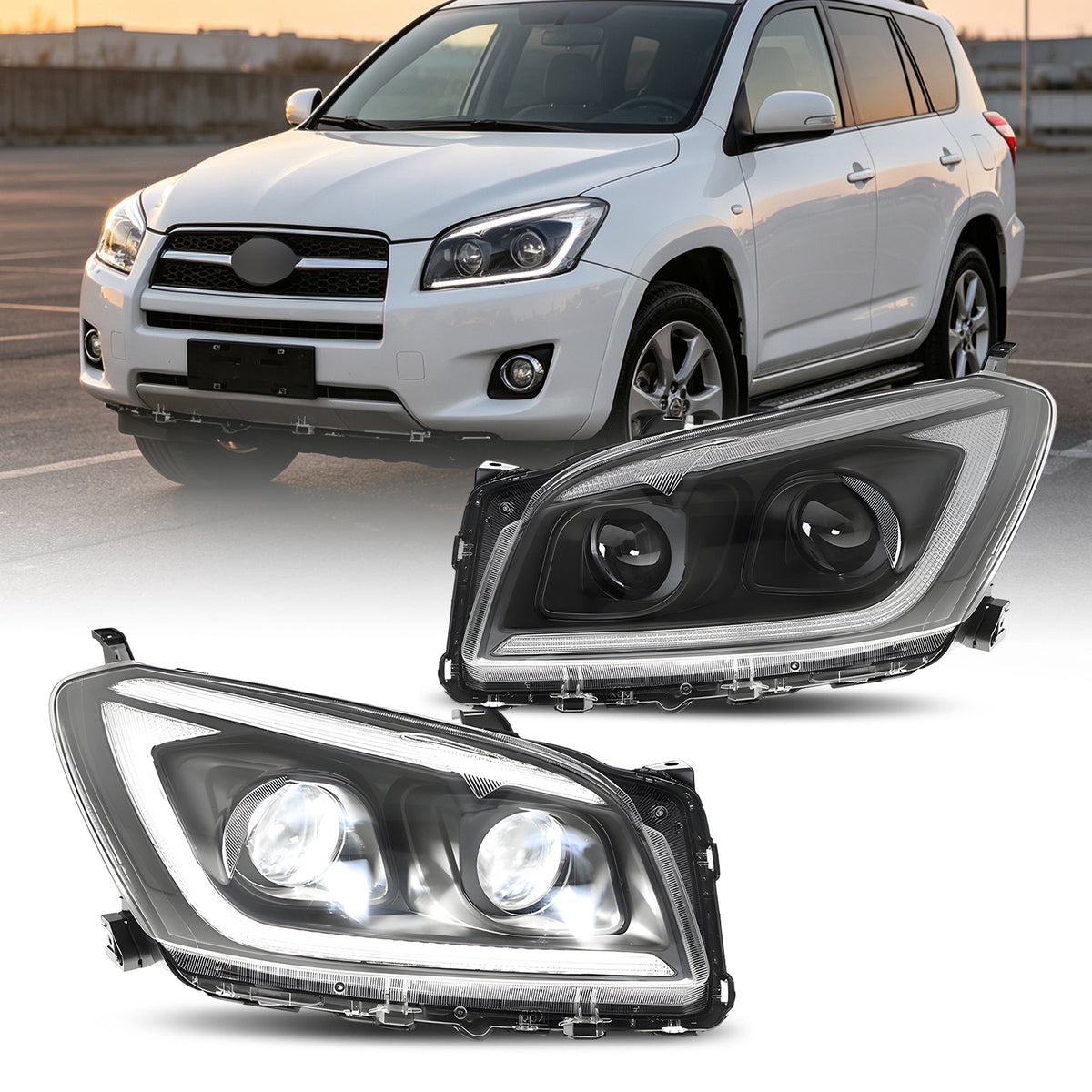 HCMOTION LED Headlights for Toyota RAV4 3rd Gen 2009-2012 Facelift Start-up Animation