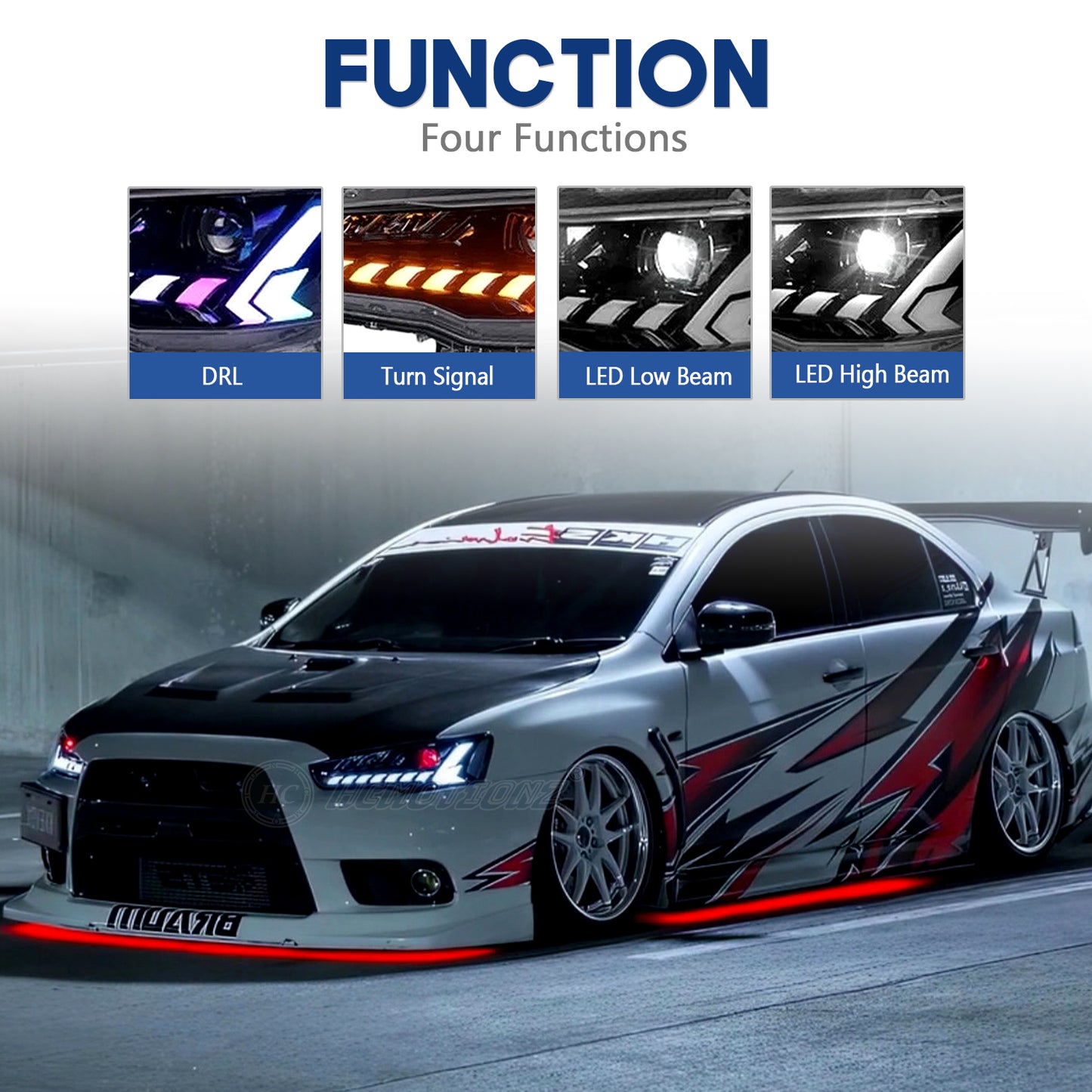 HCMOTION RGB LED Headlights and Taillights For Mitsubishi Lancer 2008-2017