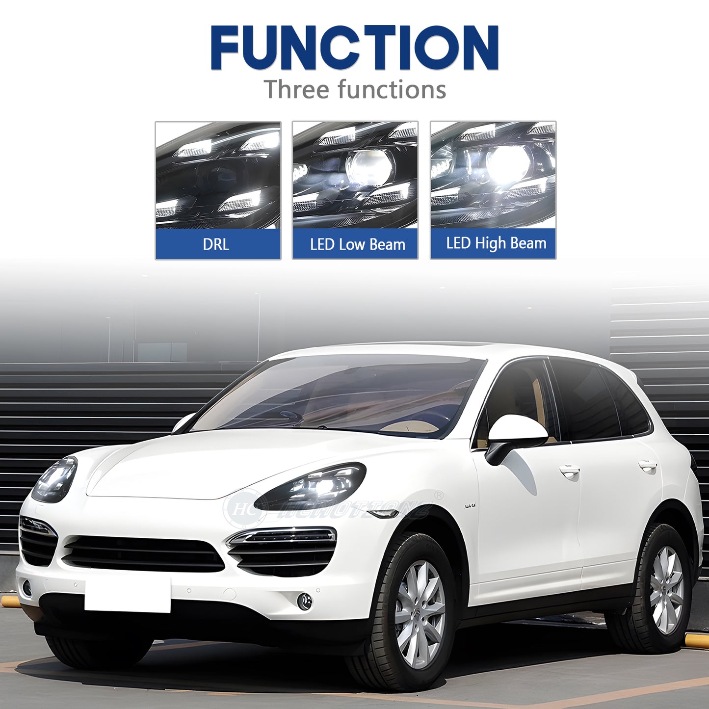HCMOTIONZ Head Lamps for Porsche Cayenne 2011-2018 Hybrid Turbo Diesel Front Lights Assembly Upgraded 2023 Design