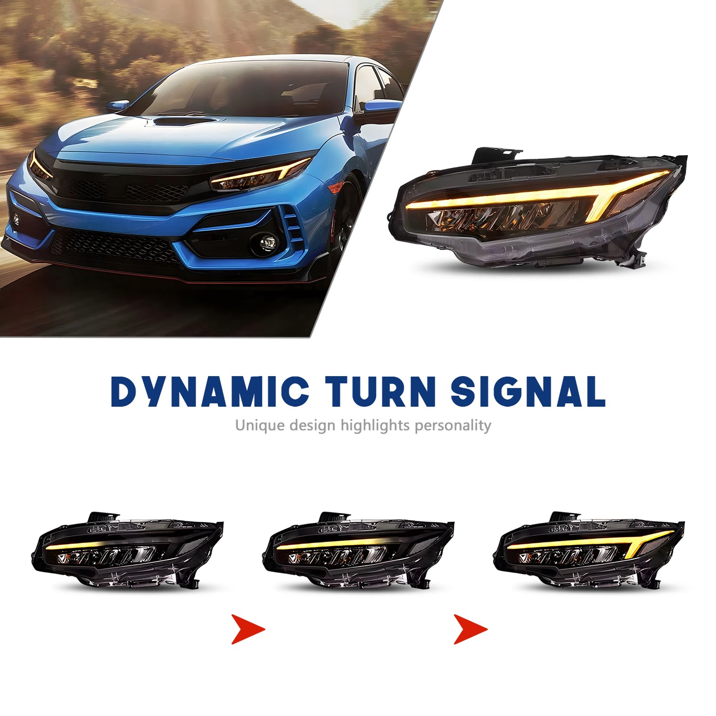 HCMOTION FULL LED Headlights For Honda Civic 2016-2021