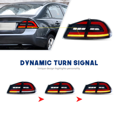 HCMOTION Honda Civic Sedan/Type R LED Tail Lights 2006-2011 8th gen FD2 FD3 DRL Start UP Animation Rear Lamps