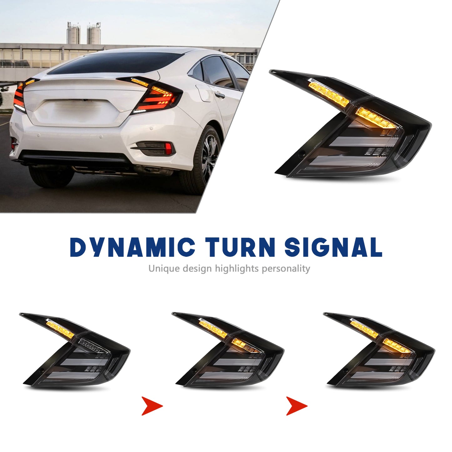 HCMOTIONZ LED Tail Lights for 10th Gen Honda Civic 2016-2021