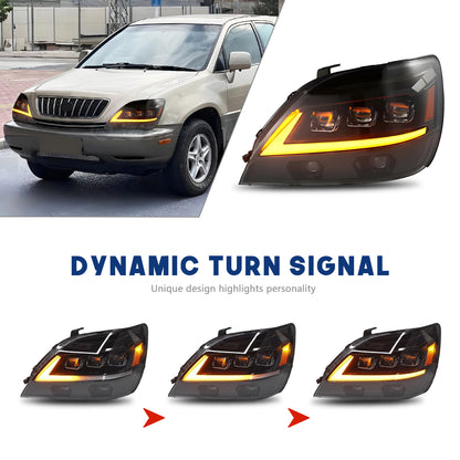 HCMOTION LED Headlights for Lexus RX330 RX350 RX400h 1998-2003 DRL Start UP Animation High Quality Continuous Front lights