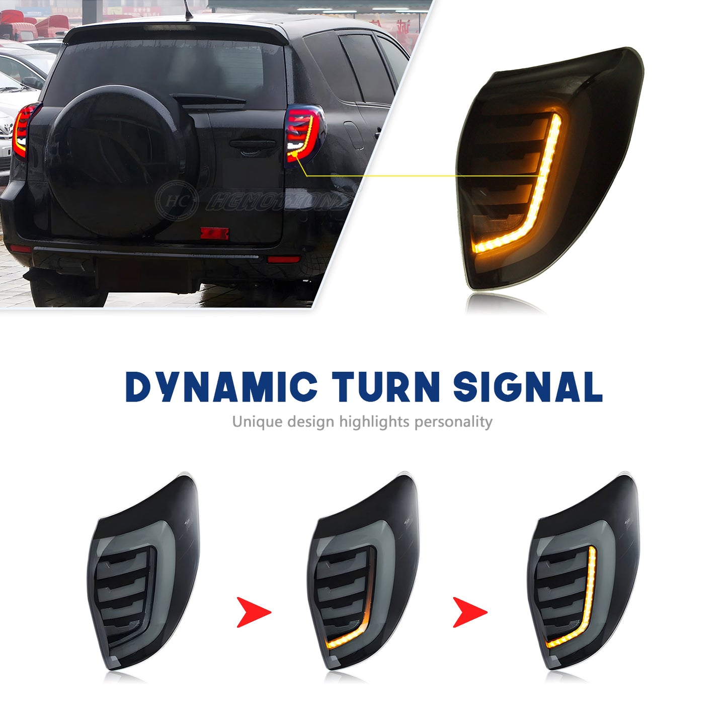 HCMOTION RGB LED Tail Lights for Toyota Rav4 3th GEN 2006-2012 DRL Start UP Animation