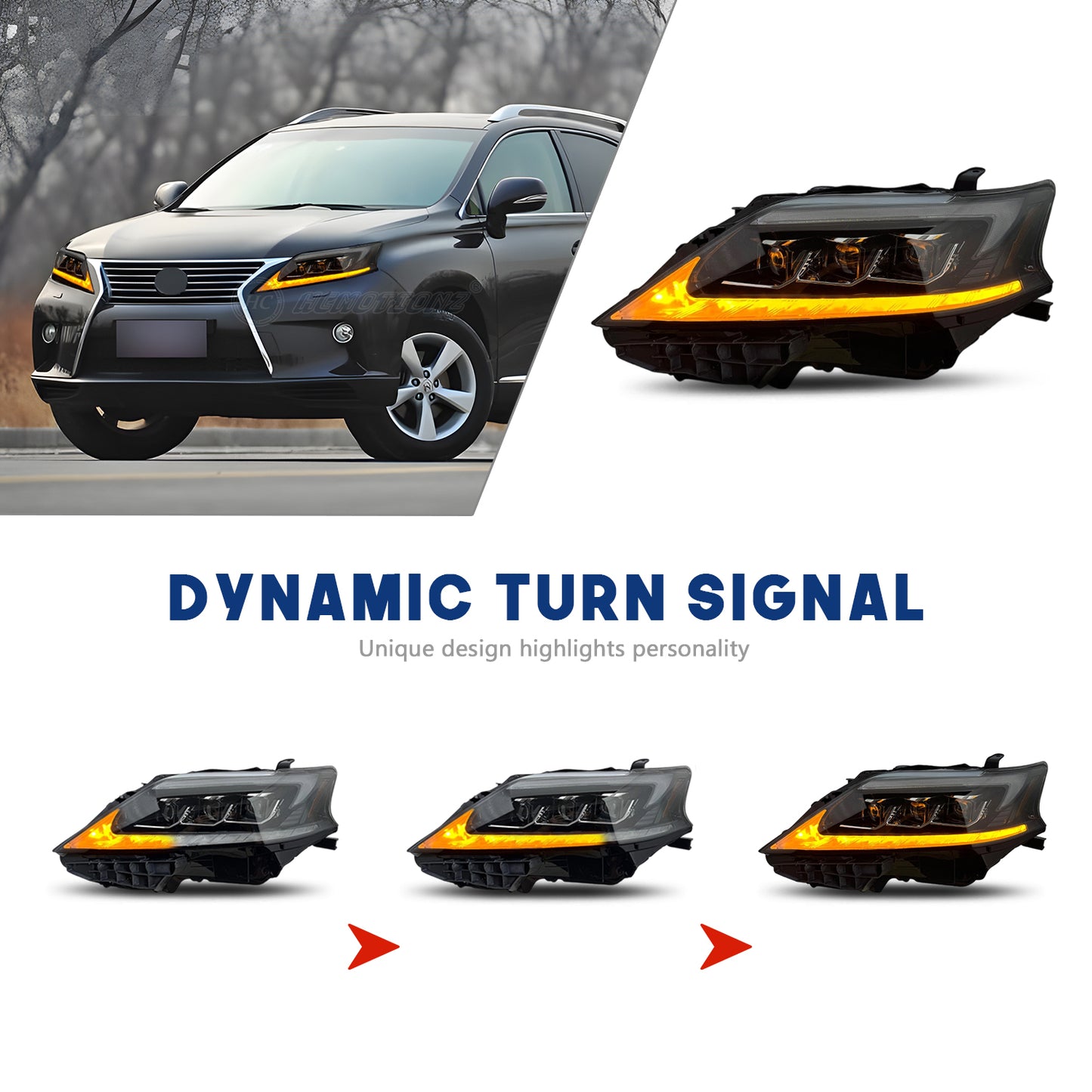 HCMOTIONZ Full LED Head Lights for Lexus RX RX350 RX450 RX270 2009-2015