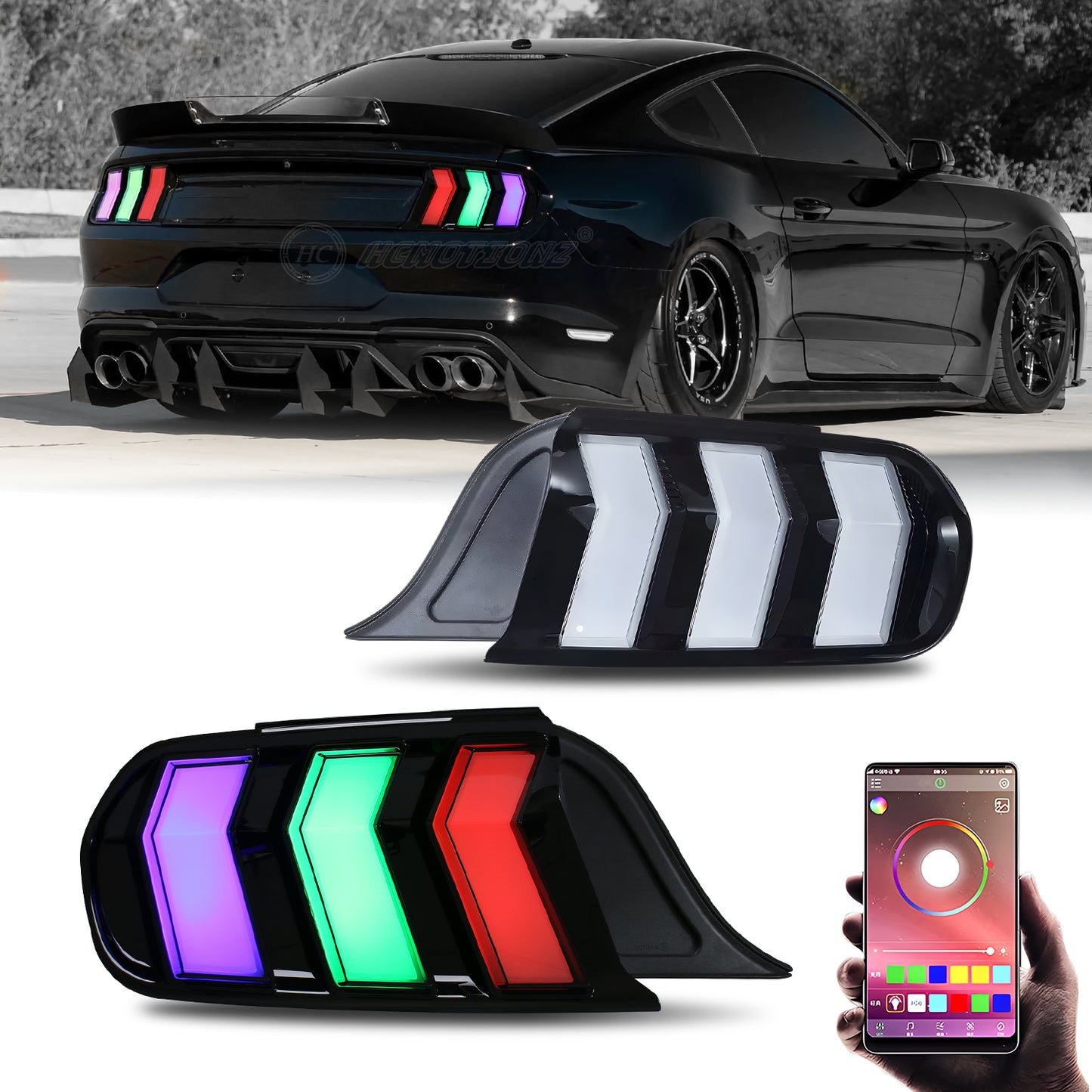 HCMOTION LED Tail Lights for Ford Mustang 2015-2023 DRL Animation 6 Kinds Mode Of Turn Signal Rear Lamp Plug And Play