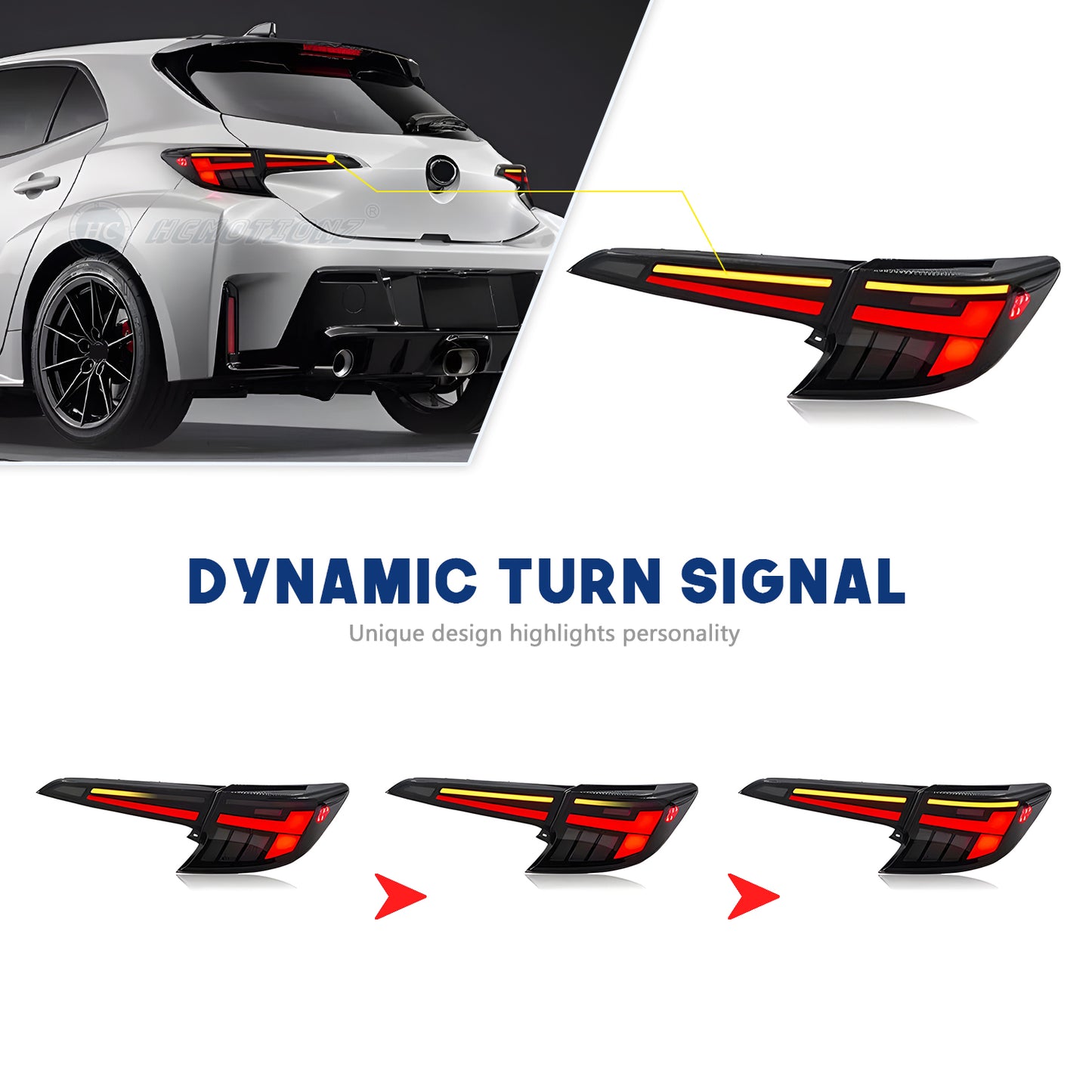 HCMOTION Led Tail Lights For Toyota Corolla Hatchback 2018-2023 DRL Start UP Animation