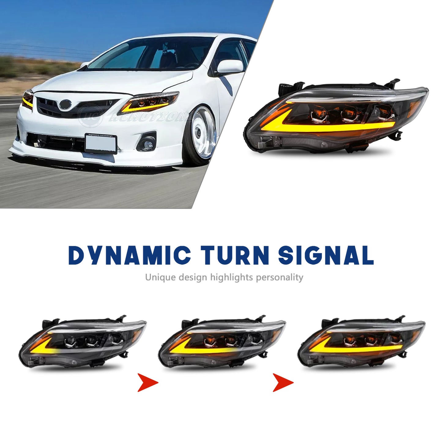 HCMOTIONZ LED Headlights for Toyota Corolla 2011-2013