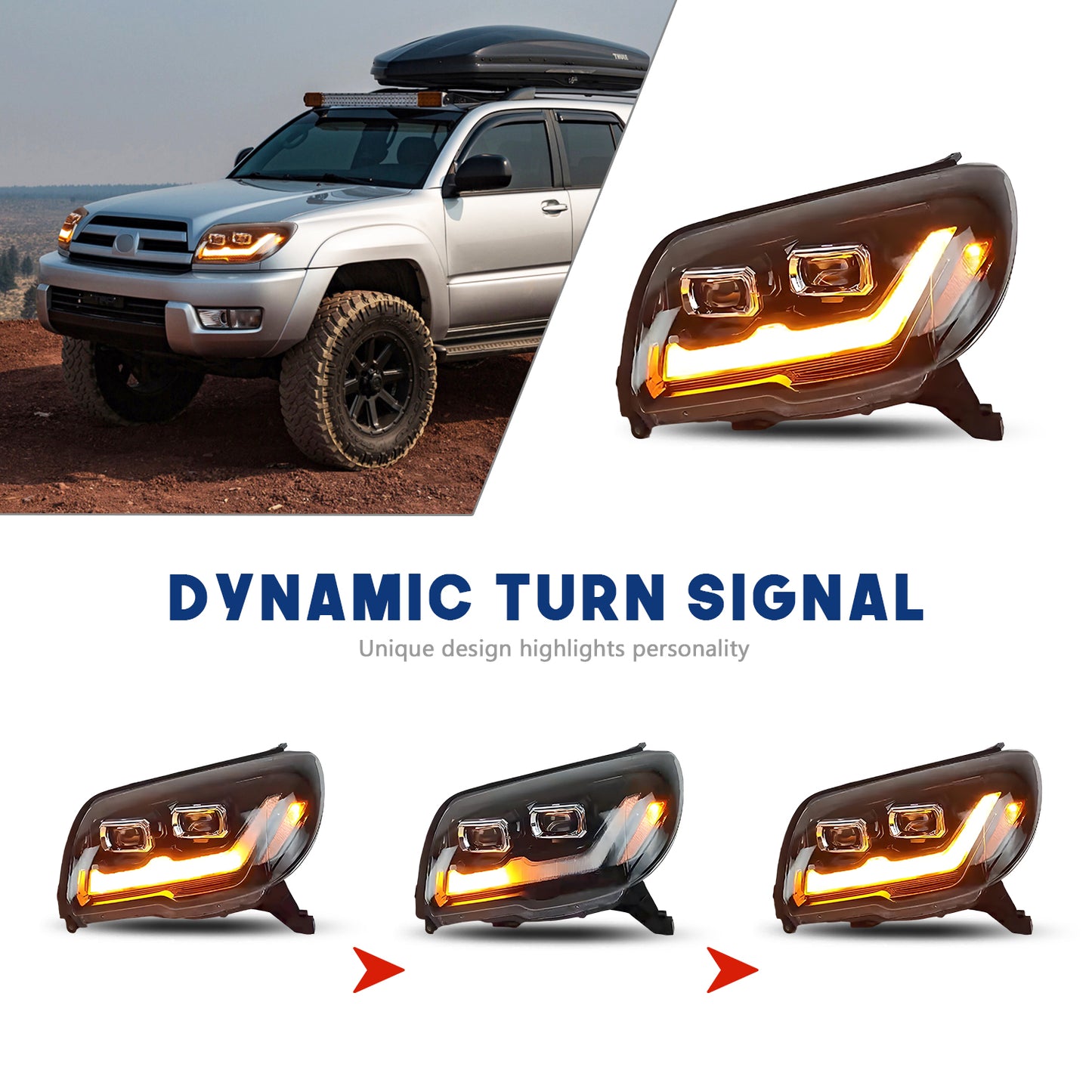 HCMOTIONZ LED Head Lights for Toyota 4Runner 2003-2009 4th Gen