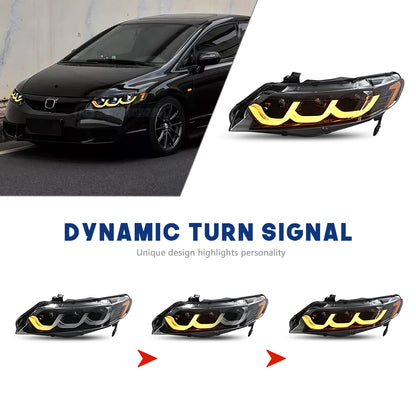HCMOTION LED Head Lights for Honda Civic 2006-2011 8th Gen 4Doors Sedan