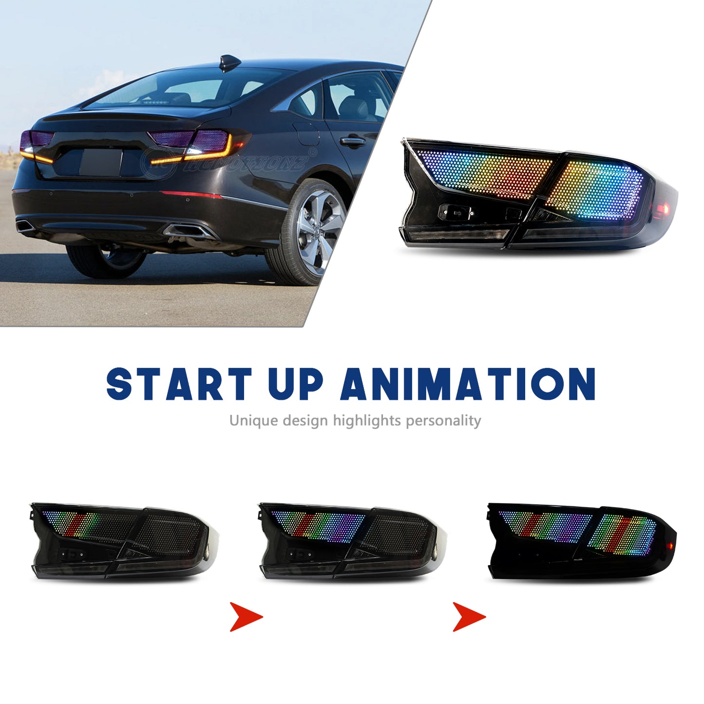 HCMOTIONZ LED RGB Customize Tail Lights for Honda Accord 2018-2022