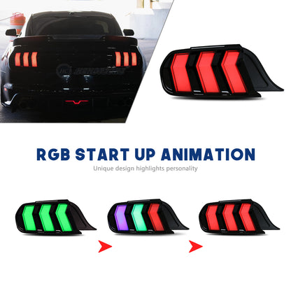 HCMOTION LED Tail Lights for Ford Mustang 2015-2023 DRL Animation 6 Kinds Mode Of Turn Signal Rear Lamp Plug And Play