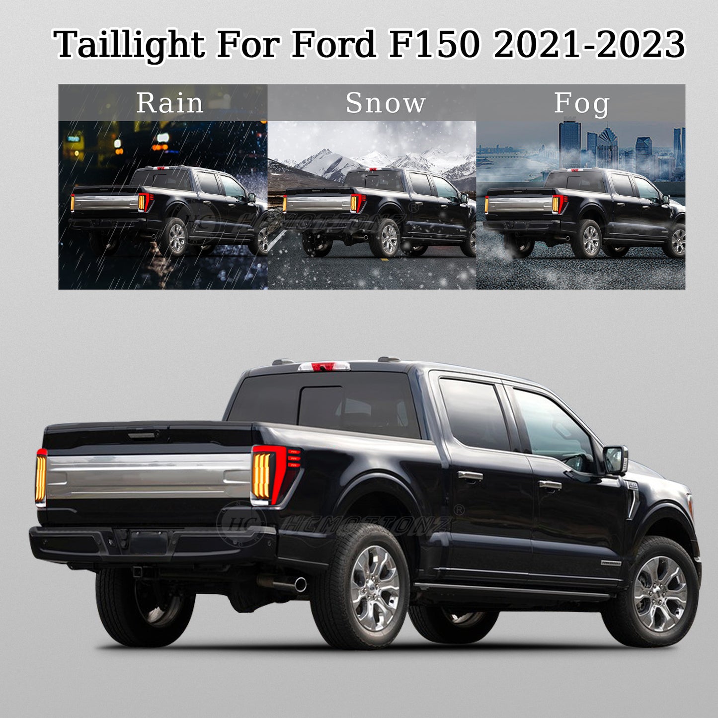 HCMOTIONZ LED Tail Lights for Ford F150 F-150 2021 2022 2023 Rear Lamp