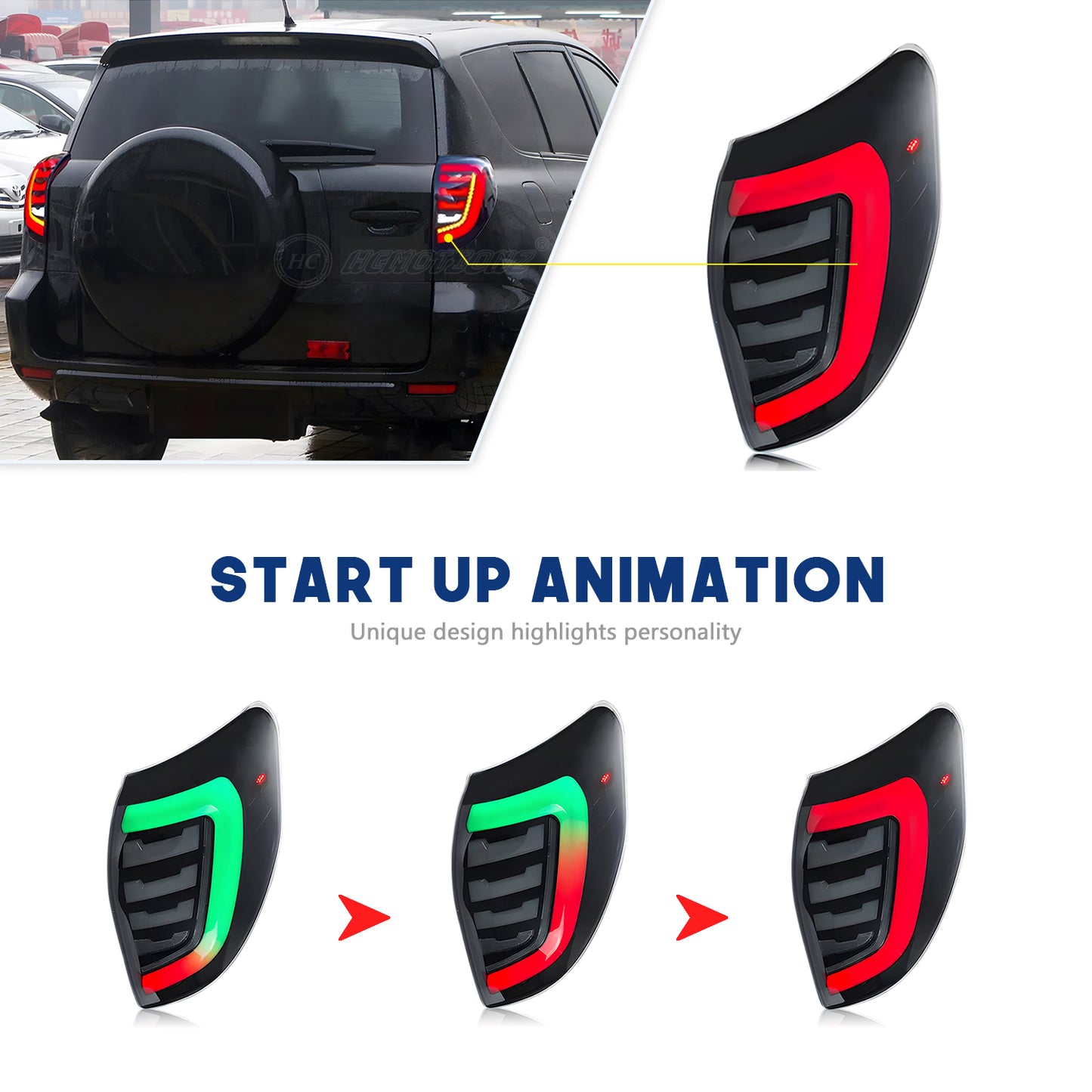 HCMOTION RGB LED Tail Lights for Toyota Rav4 3th GEN 2006-2012 DRL Start UP Animation