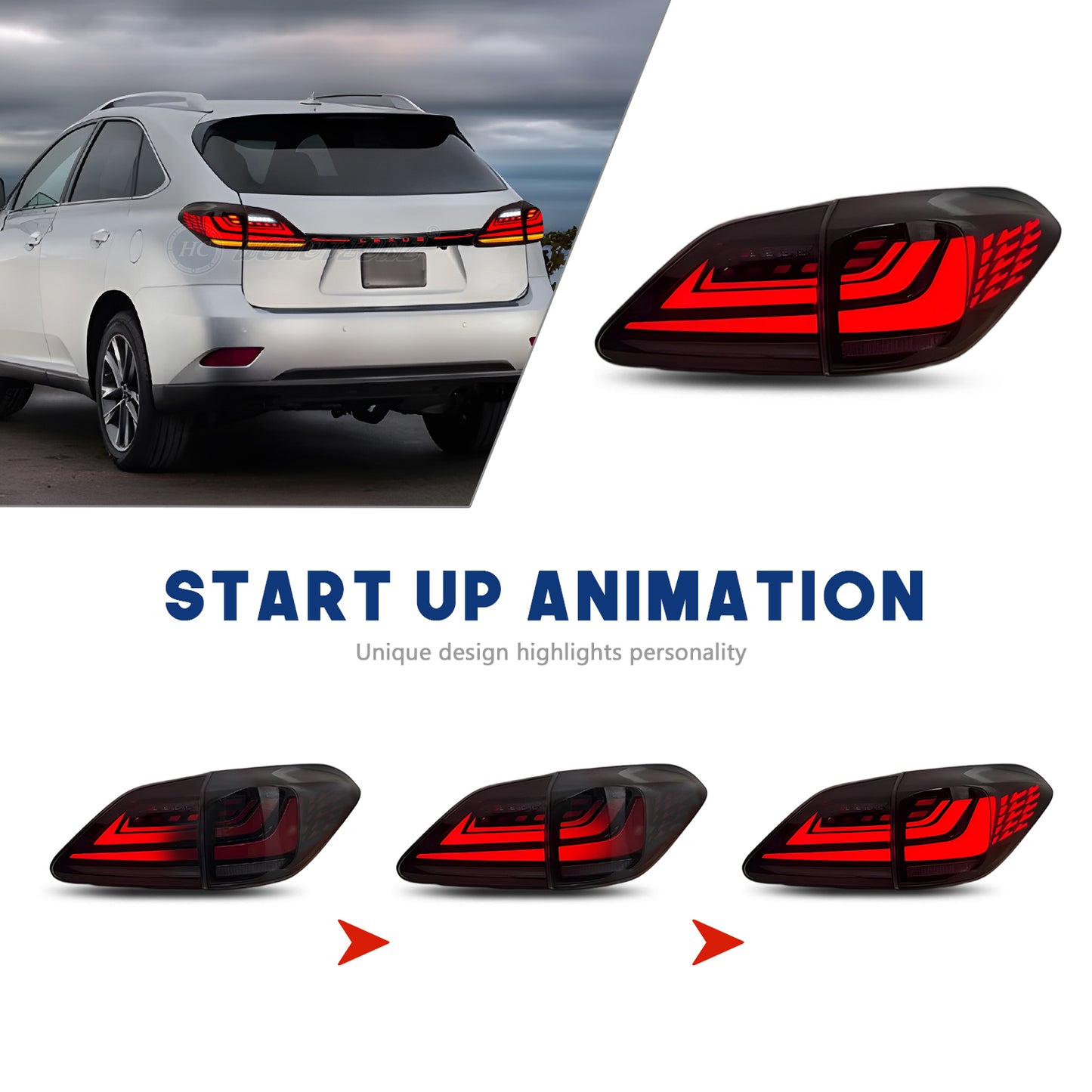 HCMOTIONZ LED Tail Lights for Lexus RX350 2009-2015 RX450 RX270