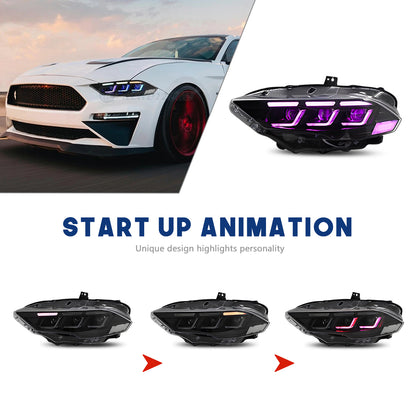 HCMOTIONZ LED RGB Headlights for Ford Mustang 2018-2023