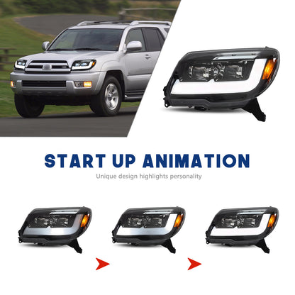 HCMOTIONZ LED Head Lights for Toyota 4Runner 2003-2009 4th Gen Sequential Animation Front Lamps Assembly