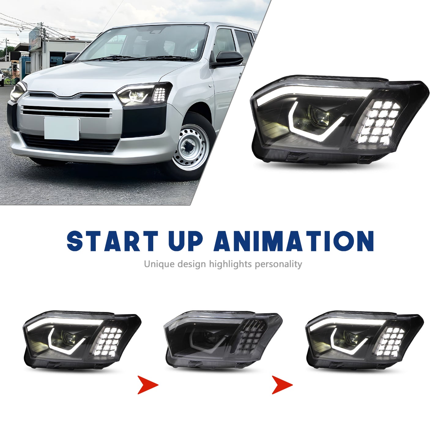 HCMOTION LED Head Lights for Toyota Probox 2014-2025 XP160 Succeed 2014-2020 Familia Van 2018-2025