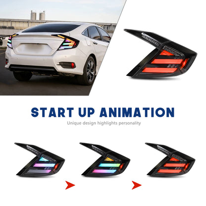 HCMOTIONZ RGB LED Tail Lights for Honda Civic 10th Gen 2016-2021