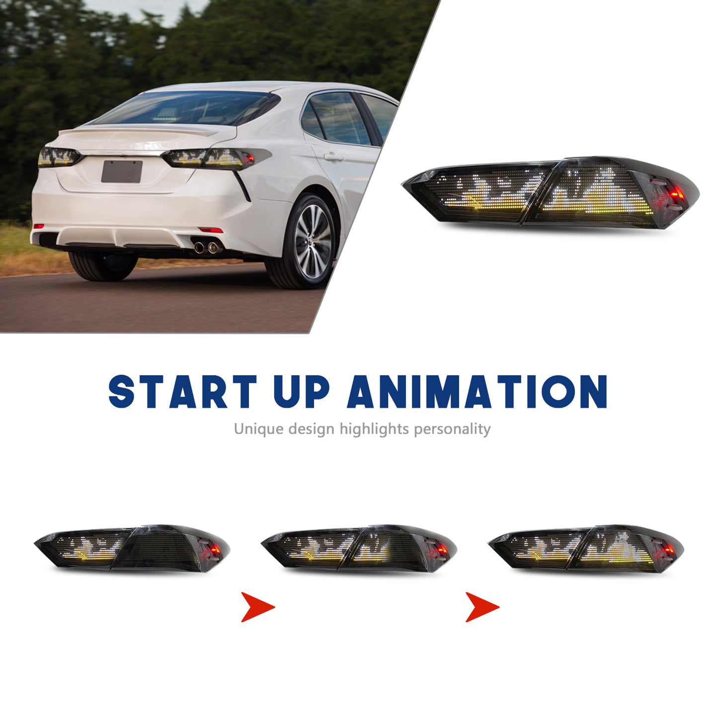 HCMOTIONZ LED RGB Customize Tail Lights for Toyota Camry 2018-2024