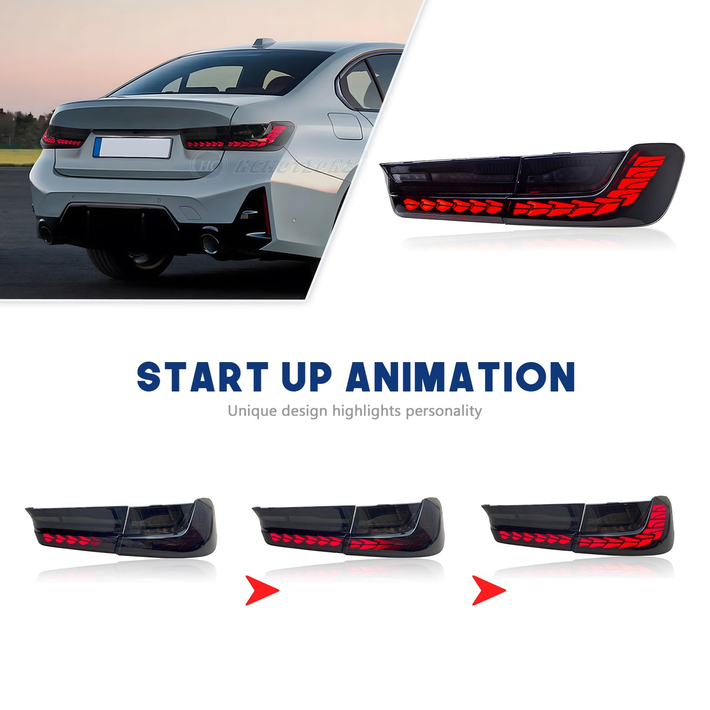 HCMOTION 3 Series Rear Lamps For BMW G20 Sedan M340i 330e 330i M 325Li G80 M3 G28 2019 2020 2021 LED Tail Lights