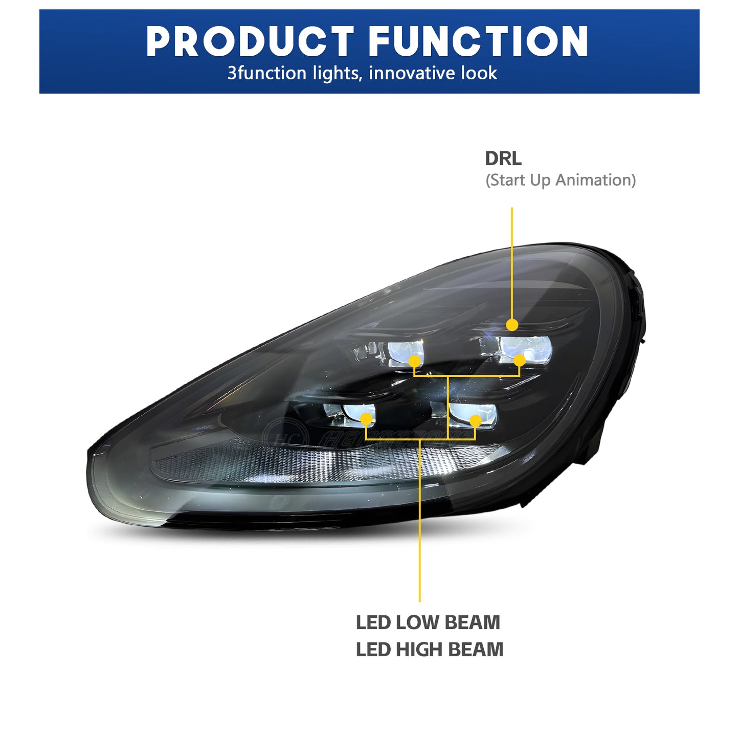 HCMOTIONZ LED Headlights for Porsche Cayenne 2011-2018 Upgraded 2024 Design