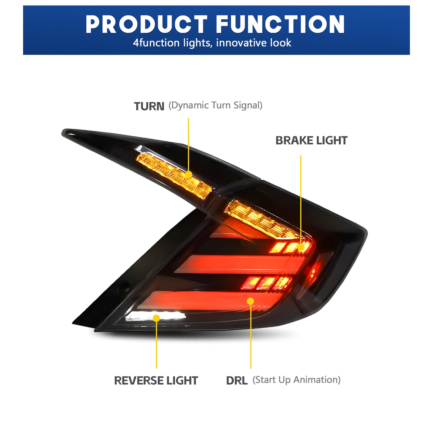 HCMOTIONZ LED Tail Lights for 10th Gen Honda Civic 2016-2021