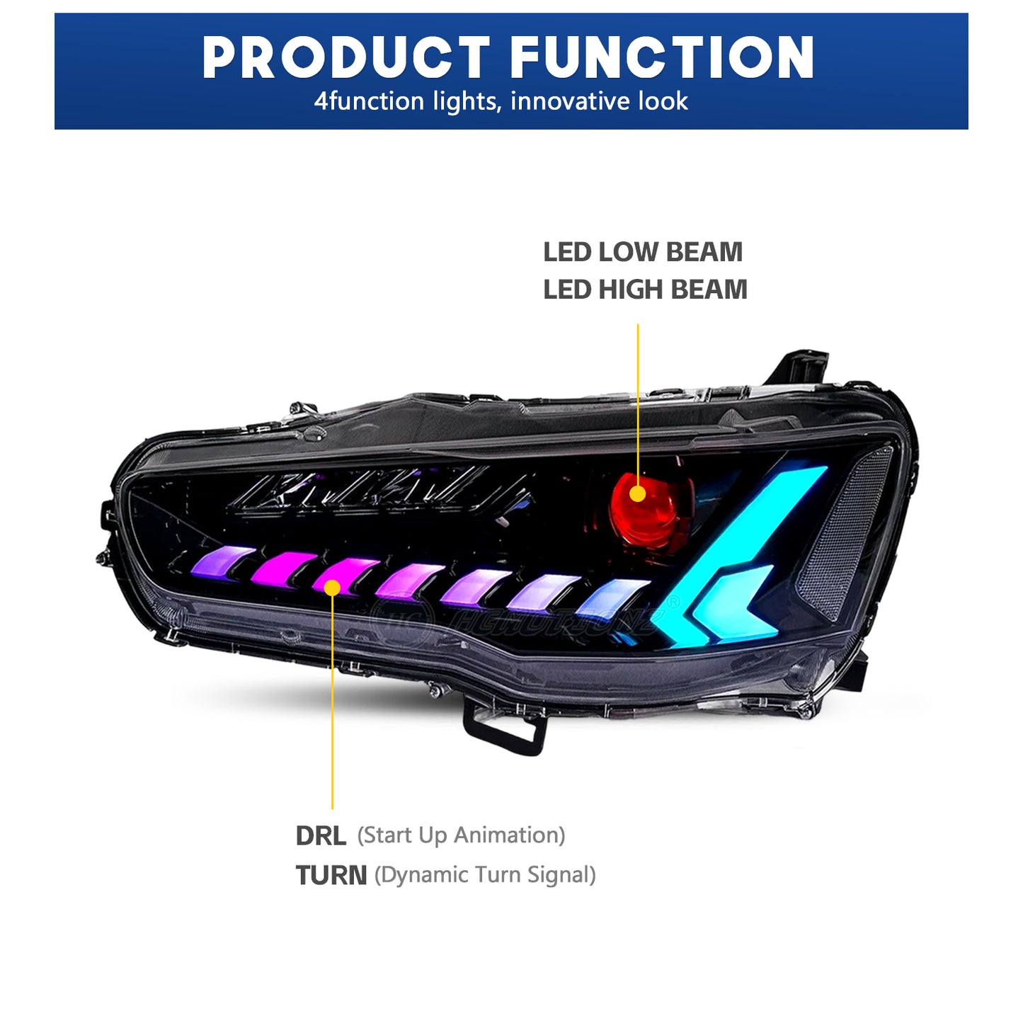 HCMOTION RGB LED Headlights and Taillights For Mitsubishi Lancer 2008-2017