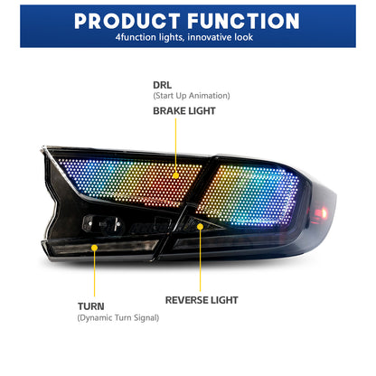 HCMOTIONZ LED RGB Customize Tail Lights for Honda Accord 2018-2022