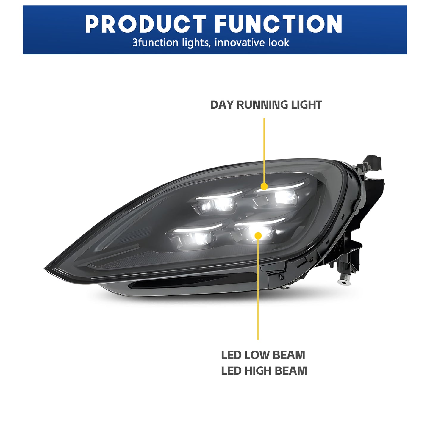 HCMOTIONZ Full LED Headlights for Porsche Cayenne 2024-2025 Upgraded High Configuration