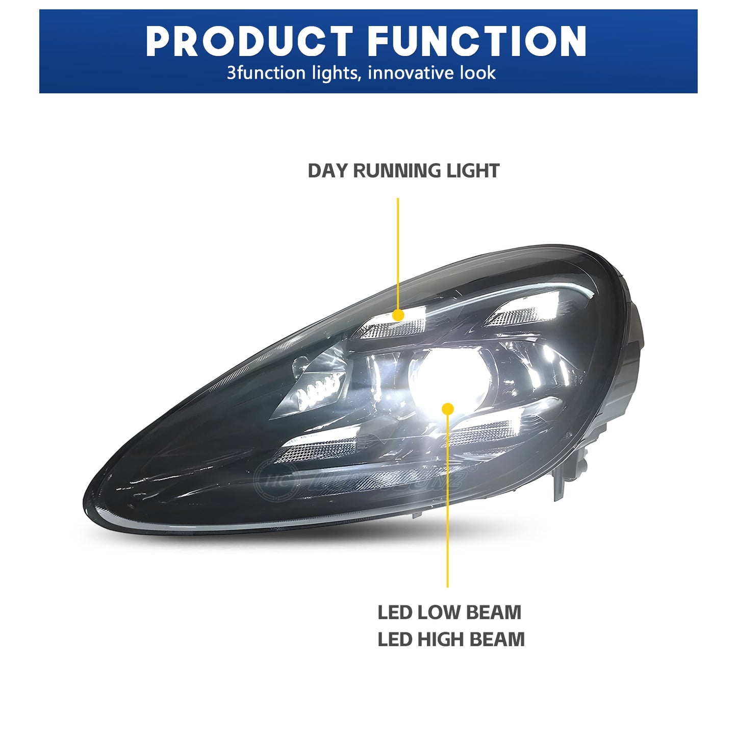 HCMOTIONZ Head Lamps for Porsche Cayenne 2011-2018 Hybrid Turbo Diesel Front Lights Assembly Upgraded 2023 Design