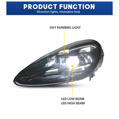 HCMOTIONZ Head Lamps for Porsche Cayenne 2011-2018 Hybrid Turbo Diesel Front Lights Assembly Upgraded 2023 Design