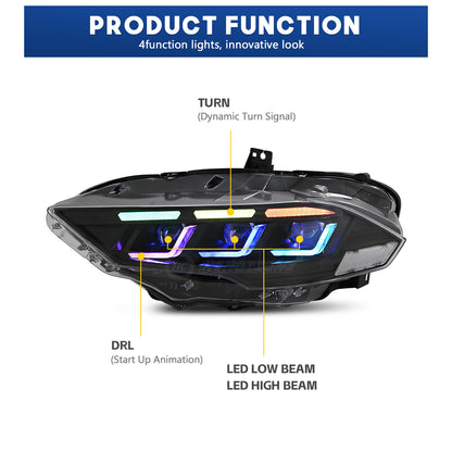 HCMOTIONZ LED RGB Headlights for Ford Mustang 2018-2023