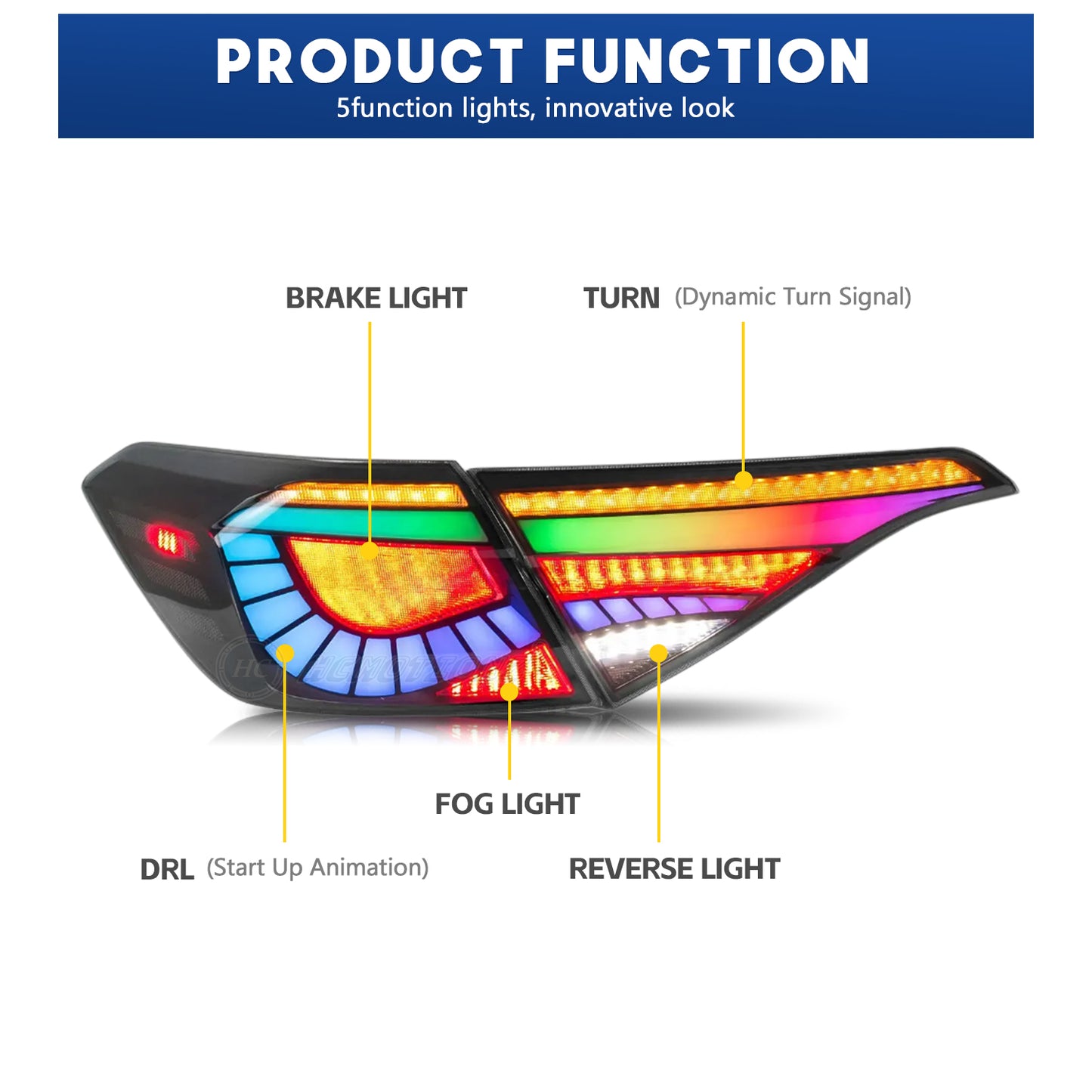 HCMOTIONZ RGB Tail Lights for 11th Gen Honda Civic 2022-2024 Sedan Rear Back Lamps