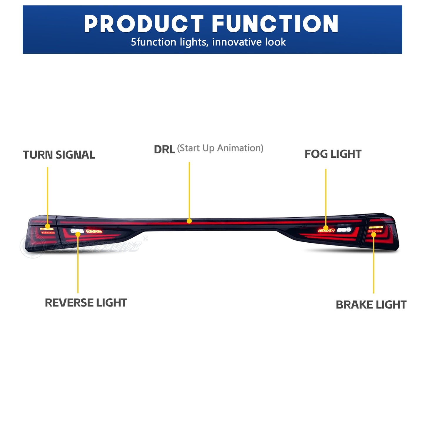 HCMOTIONZ Tail Lights for Lexus ES ES350/300h/200/260 2019-2023 with Middle Lamp Upgrade 2024 Design