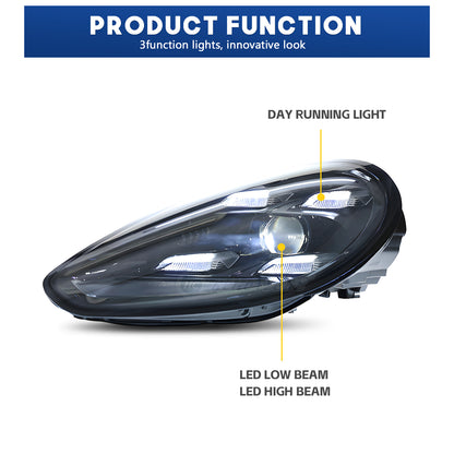 HCMOTIONZ LED Headlights for Porsche Panamera 2009-2016 (970) Blue Light DRL Car Front Lamps Assembly