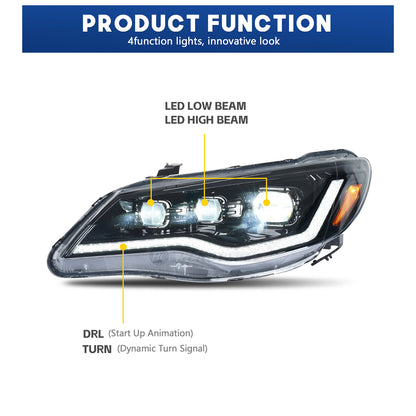 HCMOTION LED Headlights for Honda Civic 2006-2011 DRL Start UP Animation