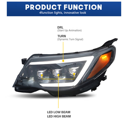 HCMOTION LED Head Lights for Subaru Forester 2008-2012 DRL Start up Animation Front Lamps Assembly