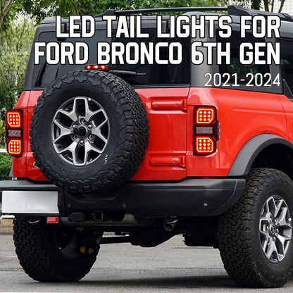 HCMOTION LED Tail Lights For Ford Bronco 6th Gen 2021-2024 Sequential Rear Lamps